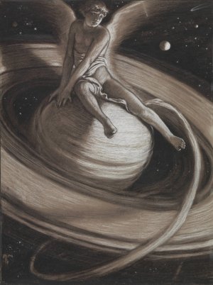 The Throne of Saturn by Elihu Vedder Oil Painting