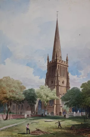 Aston Church Oil painting by Elijah Walton