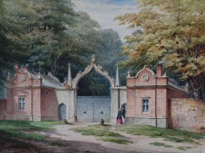 Lodge Gates, Entrance To Aston Hall by Elijah Walton Oil Painting
