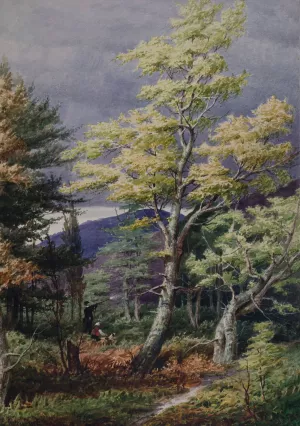 Rednal From Cofton, Man Shooting Oil painting by Elijah Walton