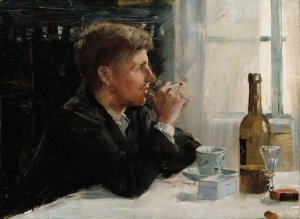Seated Man At The Table by Elin Danielson-Gambogi Oil Painting
