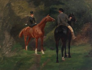 Figures on Horseback by Eliphalet Fraser Andrews Oil Painting