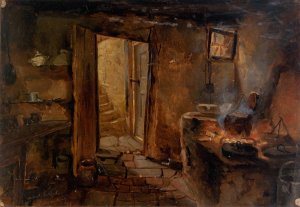 Interior of a Kitchen by Eliphalet Fraser Andrews Oil Painting