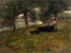 Man Reclining beside a Stream by Eliphalet Fraser Andrews Oil Painting