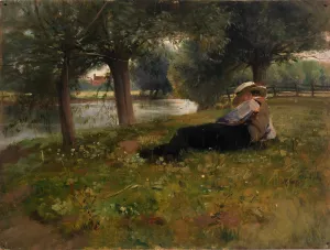 Man Reclining beside a Stream by Eliphalet Fraser Andrews Man Reclining beside a Stream by Eliphalet Fraser Andrews Oil Painting