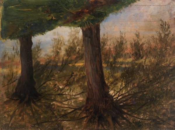Trees beside a Stream by Eliphalet Fraser Andrews - Hand-Painted Oil Painting Reproduction