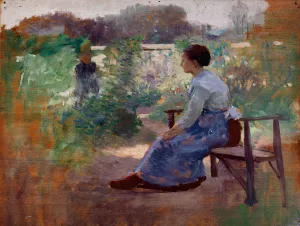 Woman Seated in a Garden by Eliphalet Fraser Andrews Woman Seated in a Garden by Eliphalet Fraser Andrews Oil Painting