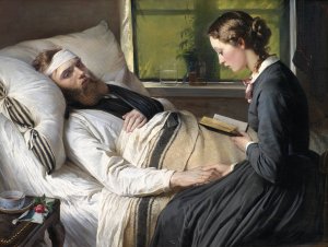 A Wounded Danish Soldier by Elisabeth Jerichau Baumann Oil Painting