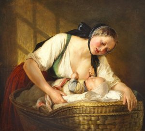 En Moder med sit Barn by Elisabeth Jerichau Baumann Oil Painting