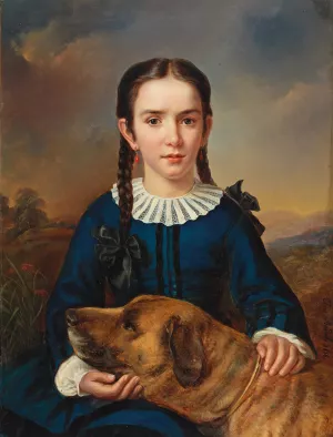 Bildnis der Baroness Trent-Turcati mit Hund by Elisabeth Modell Oil Painting