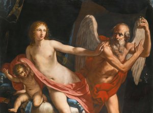 Beauty Fending Off Time by Elisabetta Sirani Oil Painting