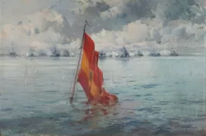 Marina con Bandera by Eliseo Meifren I Roig Oil Painting