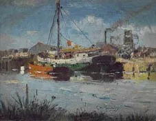 Rio con Barcos by Eliseo Meifren I Roig Oil Painting