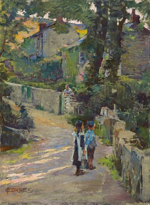 Off To School by Elizabeth Adela Forbes Oil Painting