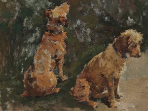 Two Terriers; Study For 'The Half Holiday' by Elizabeth Adela Forbes Oil Painting