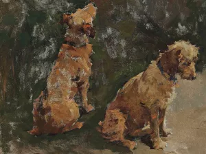 Two Terriers; Study For 'The Half Holiday' Oil painting by Elizabeth Adela Forbes