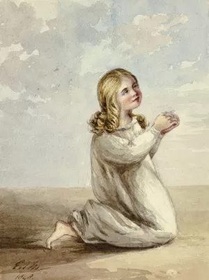 Child Praying by Elizabeth Murray Oil Painting