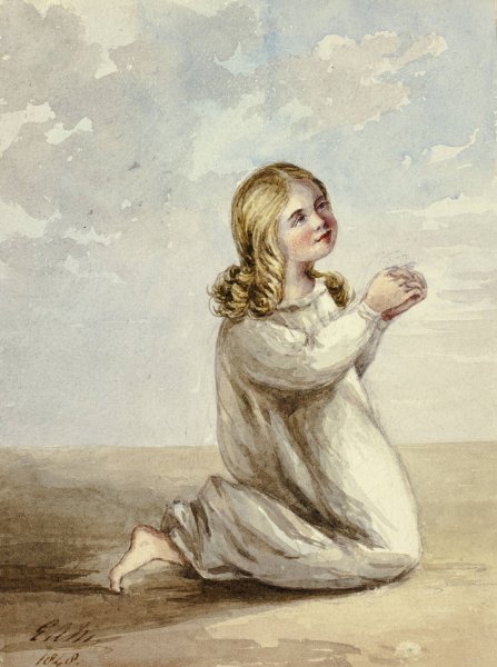 Child Praying  by Elizabeth Murray - Hand-Painted Oil Painting Reproduction