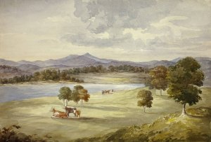 Cows in Landscape by Elizabeth Murray Oil Painting