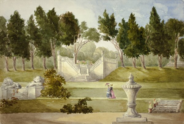 Garden at Clifton Hall  by Elizabeth Murray - Hand-Painted Oil Painting Reproduction