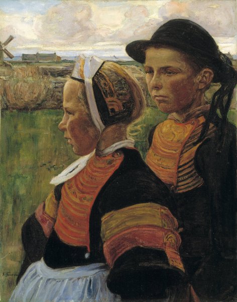 Main Product Photo of Le frere et la soeur, Penmarc'h  Painting by Elizabeth Nourse