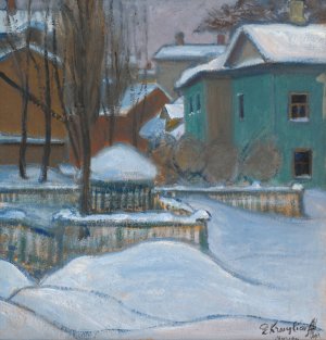 View Of Moscow Under Snow by Elizaveta Sergeevna Kruglikova Oil Painting
