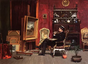 Milne Ramsey in His Studio by Ella G. Wise - Oil Painting Reproduction