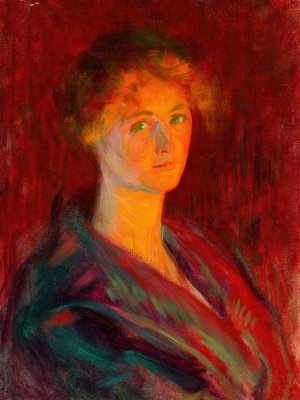 Woman by Firelight by Ellen Day Hale Oil Painting