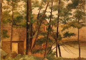 Lincoln Boat House, Sandy Pond by Ellen Robbins Oil Painting