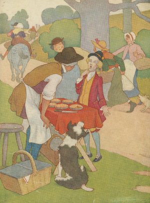 Says the pieman to Simple Simon, 'Show me first your penny' by Elmer Boyd Smith Oil Painting