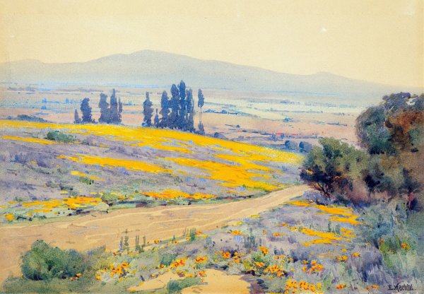 California Spring Landscape  by Elmer Wachtel - Hand-Painted Oil Painting Reproduction