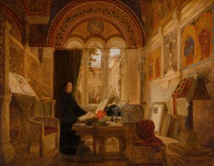 Interior of a monastery in Italy by Elmslie William Dallas Oil Painting