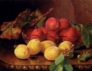 Plums On A Table In A Glass Bowl Oil painting by Eloise Harriet Stannard