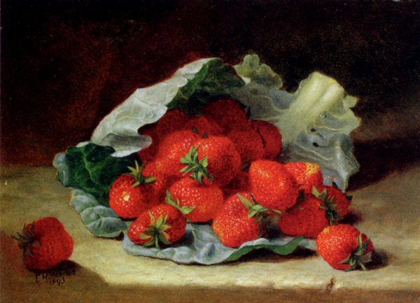 Strawberries on a Cabbage Leaf by Eloise Harriet Stannard - Hand-Painted Oil Painting Reproduction