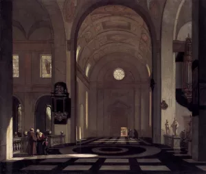 Interior of a Baroque Church Oil painting by Emanuel De Witte