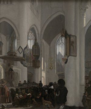 Interior of a Gothic Church by Emanuel De Witte Oil Painting