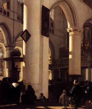 Interior of a Protestant Gothic Church detail by Emanuel De Witte Oil Painting