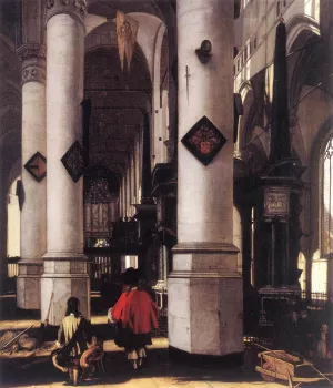 Interior of the Nieuwe Kerk in Delft by Emanuel De Witte - Oil Painting Reproduction