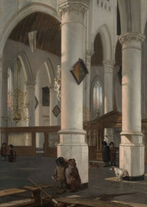Interior of the Oude Kerk, Delft by Emanuel De Witte Oil Painting