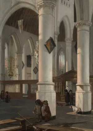 Interior of the Oude Kerk, Delft by Emanuel De Witte Oil Painting