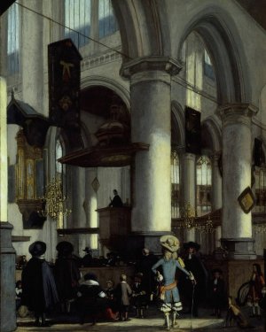 Interior of the Oude Kerk, Delft by Emanuel De Witte Oil Painting