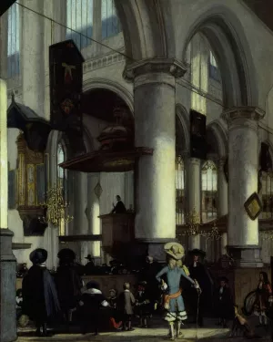 Interior of the Oude Kerk, Delft by Emanuel De Witte Oil Painting