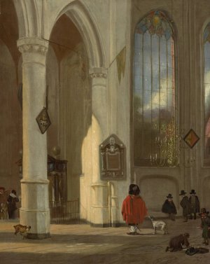 Interior of the Oude Kerk in Delft by Emanuel De Witte Oil Painting