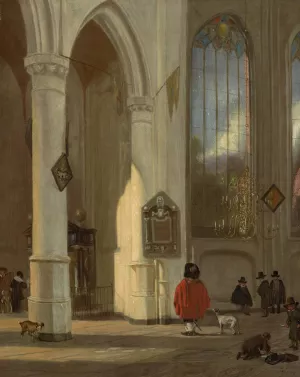 Interior of the Oude Kerk in Delft by Emanuel De Witte Oil Painting