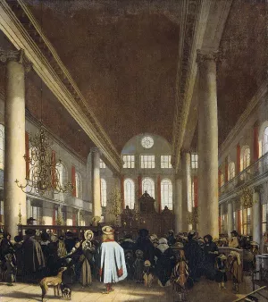 Interior of the Portuguese Synagogue in Amsterdam by Emanuel De Witte - Oil Painting Reproduction