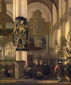 Interior of the Protestant Church by Emanuel De Witte Oil Painting