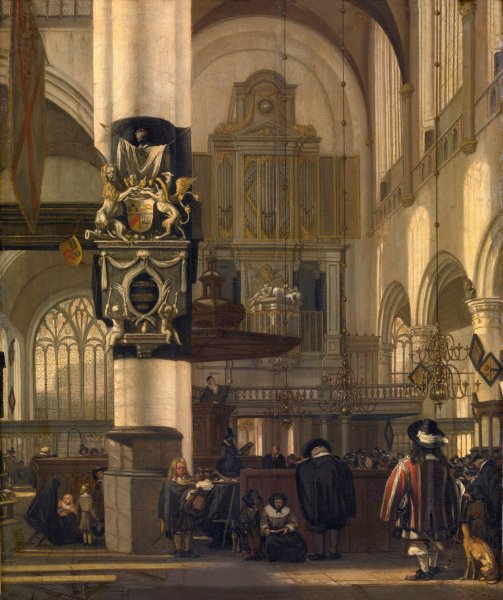 Interior of the Protestant Church by Emanuel De Witte - Hand-Painted Oil Painting Reproduction