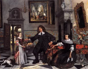 Portrait of a Family in an Interior by Emanuel De Witte - Oil Painting Reproduction