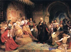Columbus Before the Queen painting by Emanuel Gottlieb Leutze