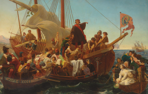 Columbus on the Deck of the Santa Maria Oil painting by Emanuel Gottlieb Leutze